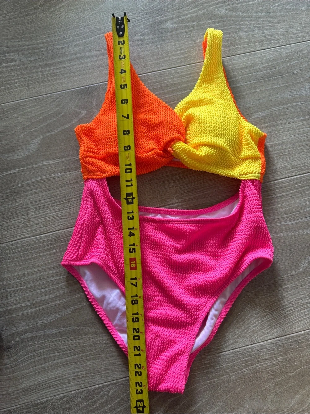 Kids Colorblock One-Piece Swimsuit - Neon Pink, Yellow & Orange